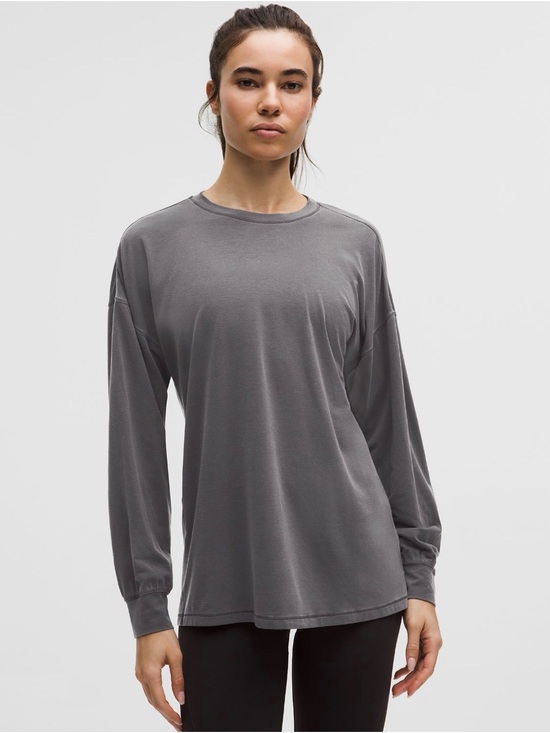 lululemon athletica Tops - NWT Lululemon EasySet Relaxed Long Sleeve Shirt Wash Dilute Wash Graphite Grey